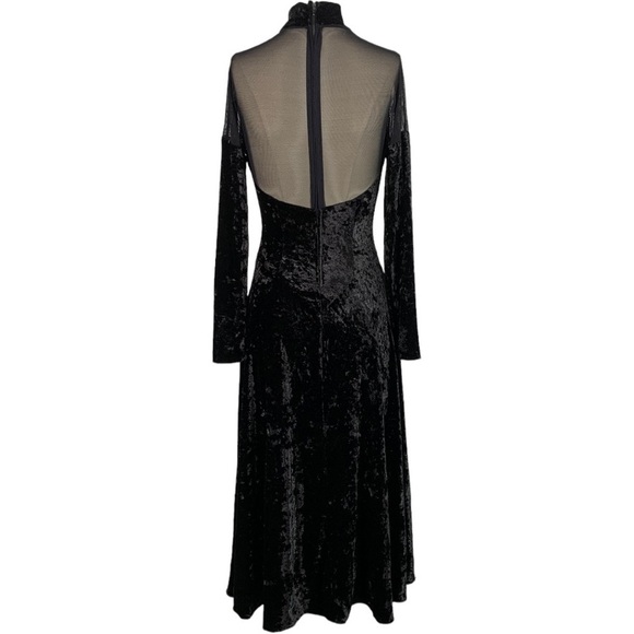 Vintage Betsey & Adam Velvet Illusion Long Sleeve Midi Dress Size S - Picture 4 of 9